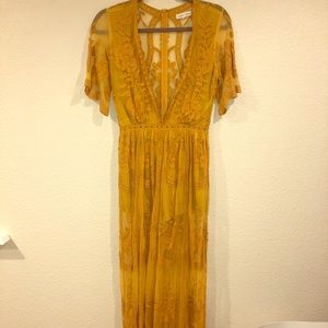 Yellow Lace Romper Dress